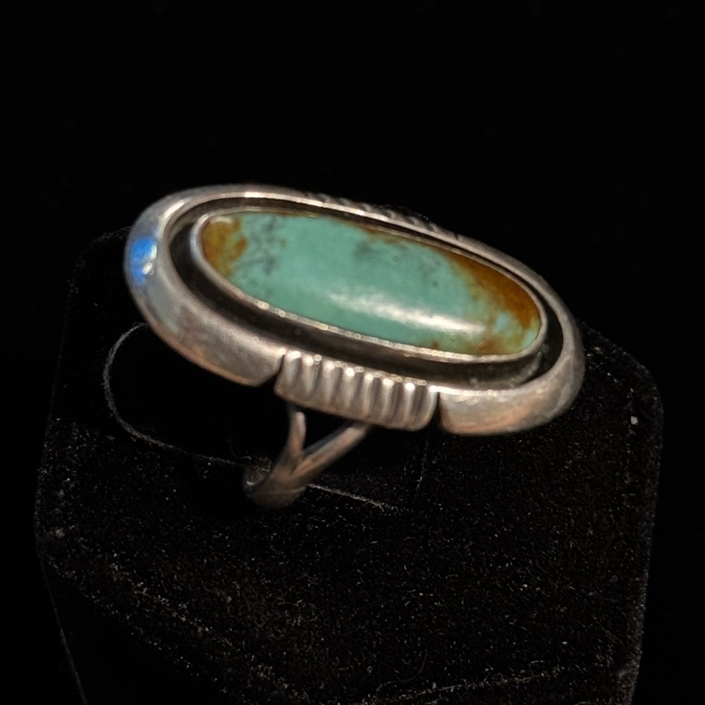 Vintage Native American Turquoise Sterling Silver Ring Size 5 - Picture 2 of 7
